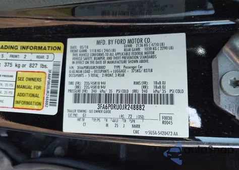2018 Ford Fusion Hybrid Titanium from USA, damaged, VIN 3FA6P0RU0JR248882